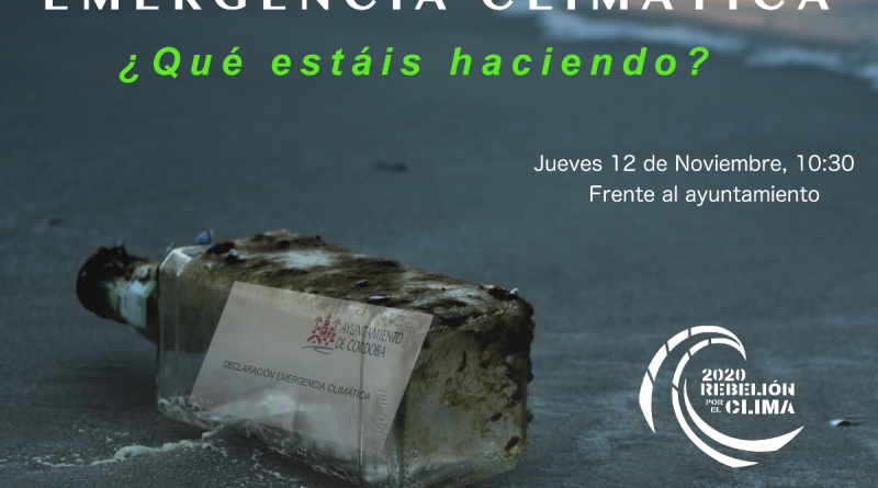 Rebelión por el Clima Córdoba estará presente en el pleno del Ayuntamiento de fecha 12 de noviembre.